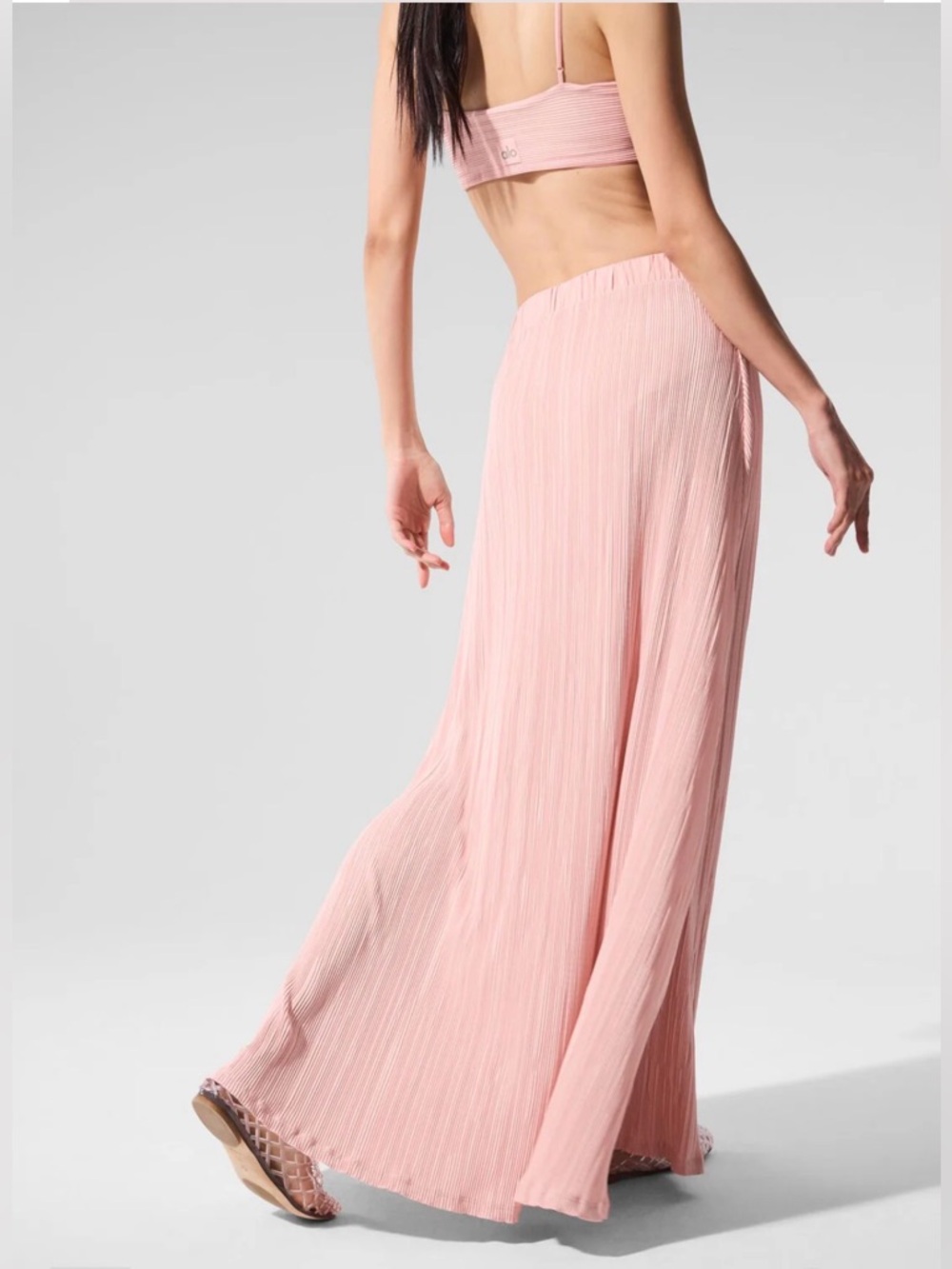 NWT Alo Micro Plisse Game On Long Skirt, Pink Quartz, XS - Picture 3 of 13